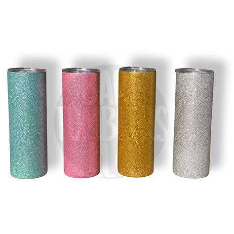 Silver Glitter 20 Oz Skinny Sublimation Tumbler Taperless Bare Tumblers Llc