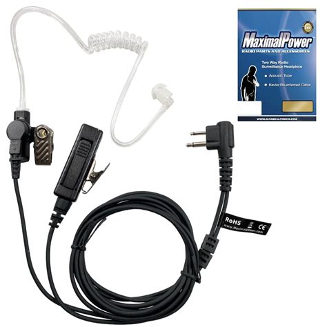 Maximalpower Surveillance Headset Earpiece Ptt Mic Motorola 2 Pin Radio