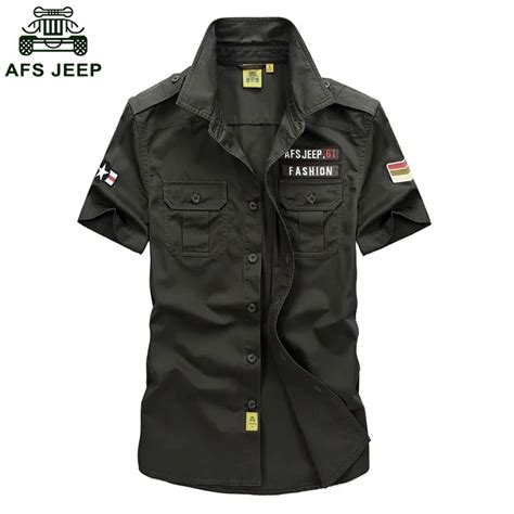 Free Shipping Afs Jeep Brand Men Military Style Shirt Quality Solid