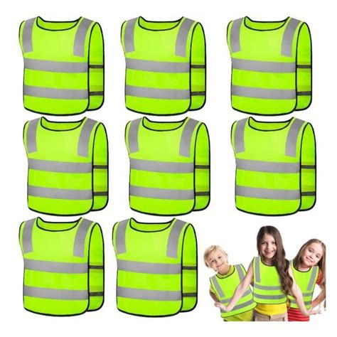 8 Pcs Gilet de Sécurité pour Enfants 360 Visibilité à Gilet