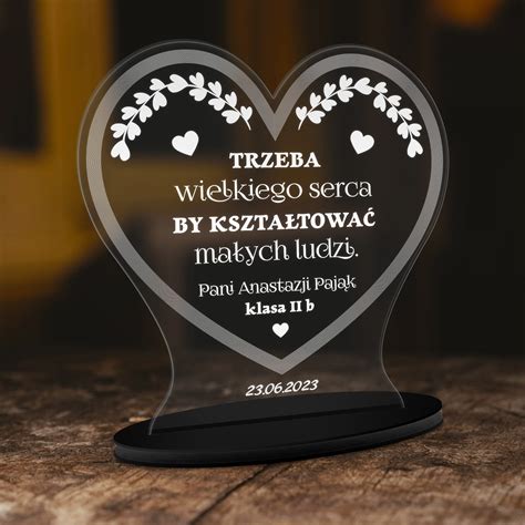 Statuetka LED serce PODZIĘKOWANIE DLA NAUCZYCIELA NA ZAKOŃCZENIE ONLINE