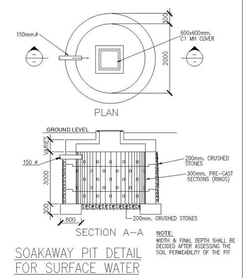 Soak Pit Design Detail Cad Drawing Autocad Dwg File Cadbull