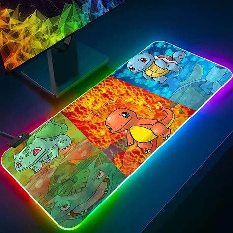 Alfombrilla De Rat N Para Teclado De Pok Mon Bulbasaur Rgb Led