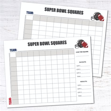 Free Printable Super Bowl Squares Board — Krafty Planner