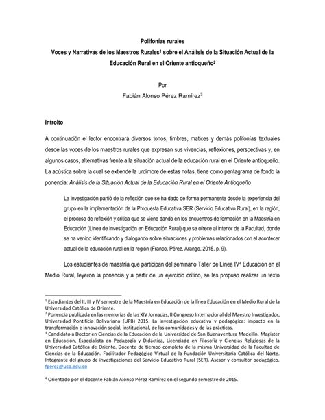 Pdf Polifon As Rurales Voces Y Narrativas De Los Maestros Rurales