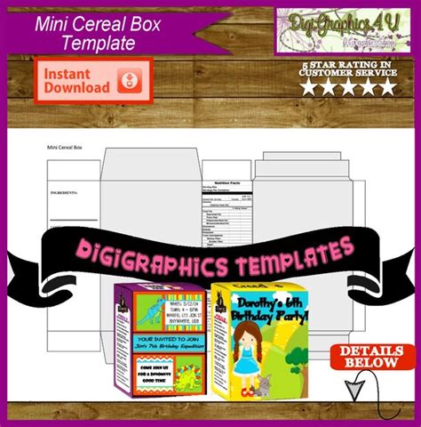 Mini Cereal Box Printable Template Instant Download PNG