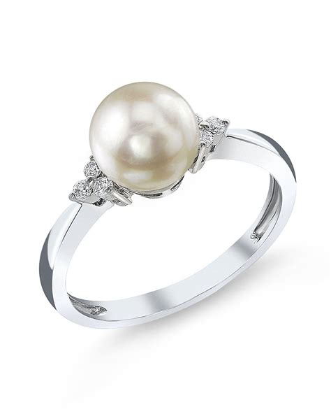 Akoya Pearl Diamond Grace Ring Akoya Pearl Ring Beautiful Pearl