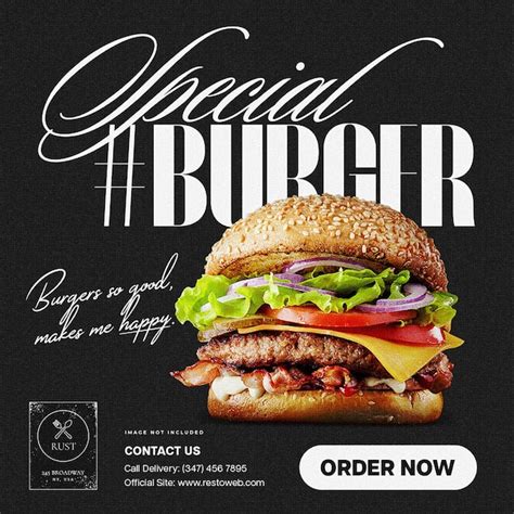 Premium PSD PSD Special Burger Food Restaurant Promotional Design For