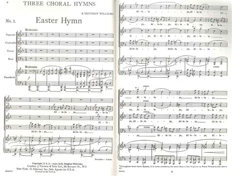 Three Choral Hymns Vocal Score Sctb Chorus Piano Vaughan Williams