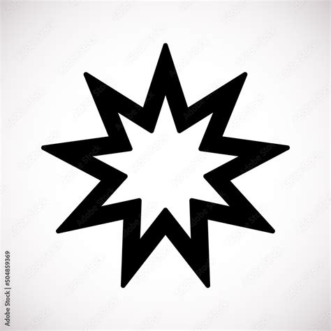 Bahai Star Black Linear Bahai Symbol Religious Symbol Of Bahaism