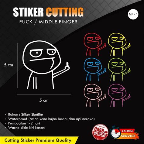 Jual Stiker Cutting Middle Finger Fucek Jari Tengah Cutting