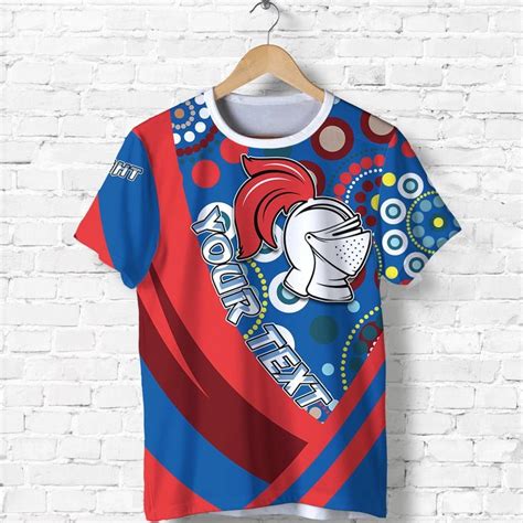 AIO Pride Custom Text Newcastle Knights T Shirt Indigenous Impressive