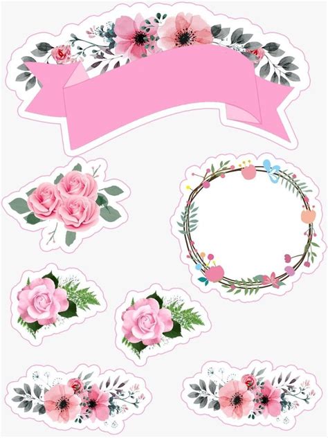 Topper De Bolo Floral Floral Stickers Card Toppers Pop Up Frame B31