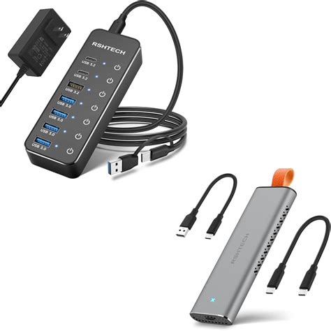 Amazon Rshtech Port Powered Usb C Hub Gbps With Usb