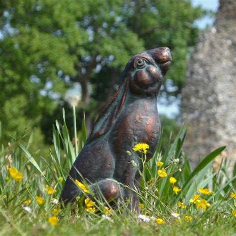 Moon Gazing Hare Bronze Metal Garden Ornament