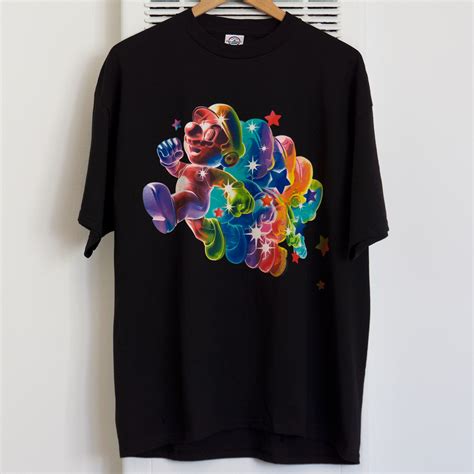 Vintage Super Mario Galaxy Rainbow Star T Shirt Black Shirts World