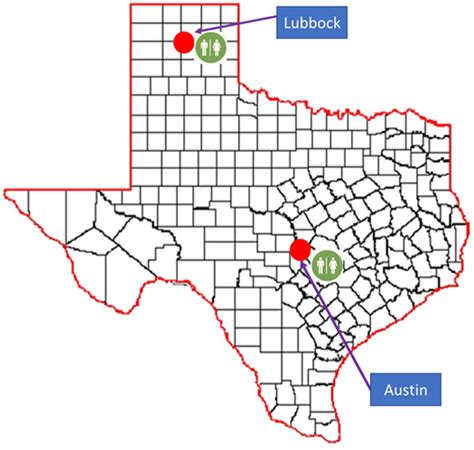 Texas Map Showing The Location Of Lubbock And Austin City Download