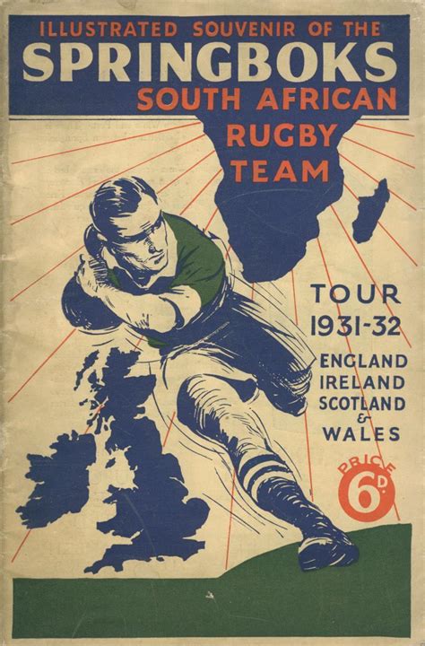 Illustrated Souvenir Of The 1931 1932 Springboks South African Rugby Team Tour 1931 1932 De