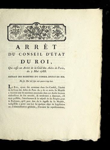 Arre T Du Conseil D E Tat Du Roi Qui Casse Un Arre Te De La Cour Des