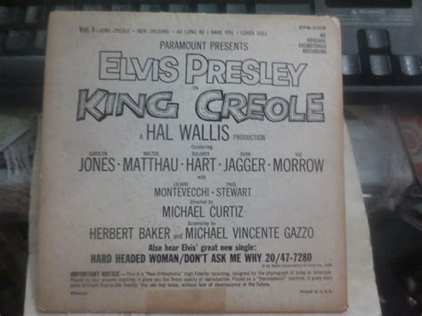 Elvis Presley King Creole Rpm Ep Picture Sleeve Rca Epa Ebay