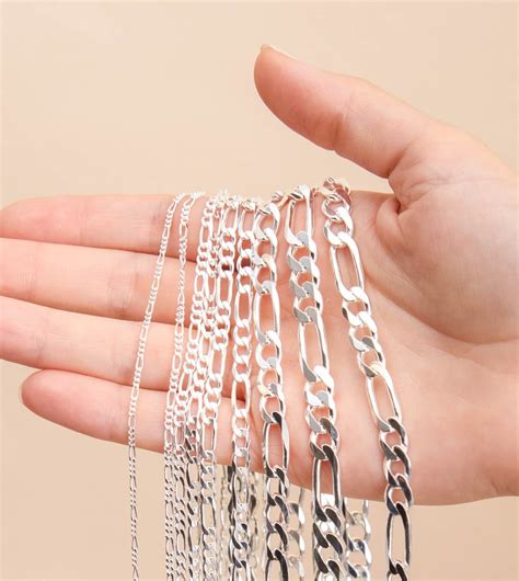 Silver Figaro Chain Necklace Sterling Silver Figaro Etsy