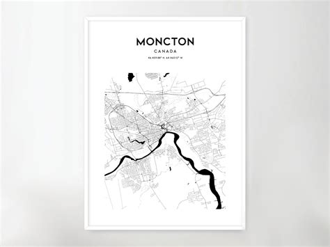 Moncton Map Poster Moncton Map Print Wall Art Moncton City | Etsy