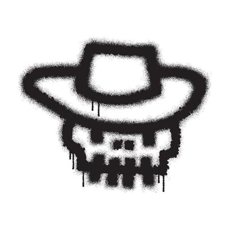 Skull Ghost Emoticon Graffiti With Black Spray Paint Vector