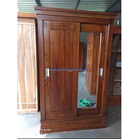 Jual Lemari 2 Pintu Sleding Kayu Jati Shopee Indonesia