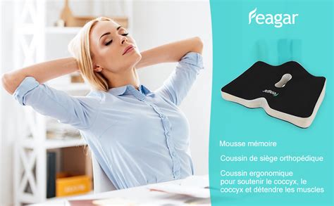 Feagar Coussin Coccyx pour Chaise Bureau Coussin de Siège en Mousse à