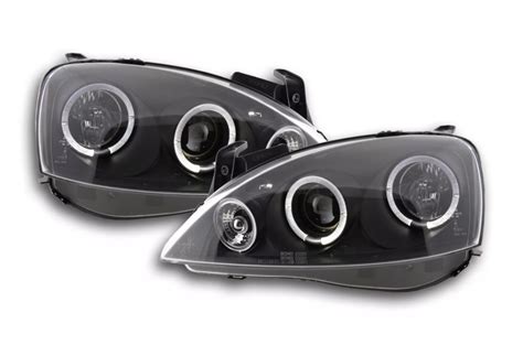 FK Pair LED DRL Angel Eye Projector Headlights Opel Corsa C 01 06 Black