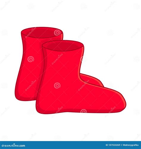 Rubber Boots Cartoon Simple Red Gumboots Isolated On White Back Stock