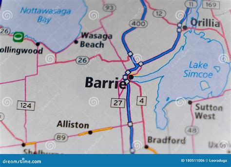 Barrie on Canada Map Background. Stock Photo - Image of cartography ...