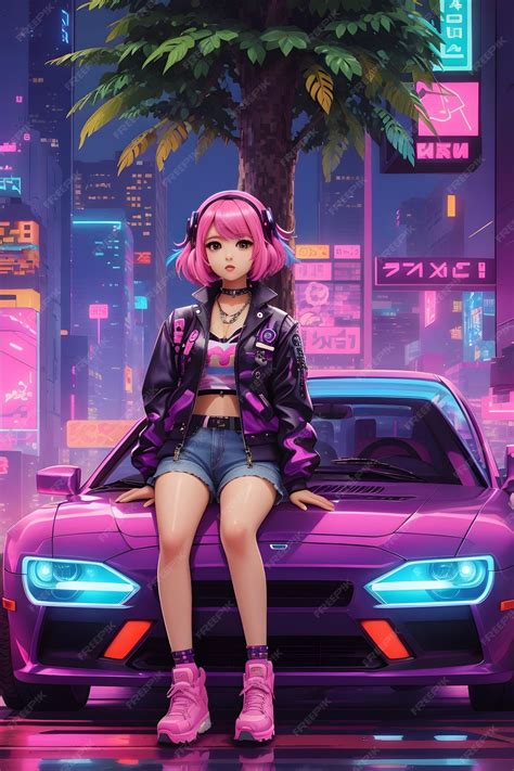 Premium Photo | Cyberpunk Style Cute Girl Anime Neon Anime Girl ...