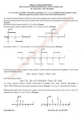 Sinyaller Ve Sistemler Final Sorular Ve Z Mleri Bahar Vize