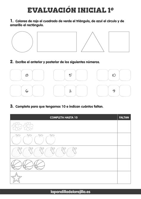 Evaluaciones Iniciales Exámenes Matemáticas Abn Primero