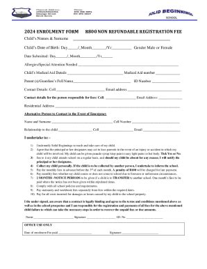 Fillable Online Enrolment Forms For School Year And Current