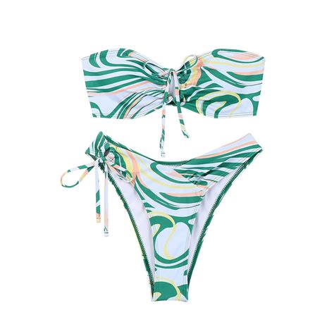 Szxzygs Swimsuit Coverups Women S Summer Fashion Digital Print Split Swimwear Sexy Bikini Beach