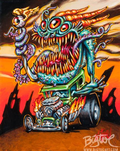 Bigtoes Deep One Hot Rod Archival Art Print Etsy Cool Car Drawings