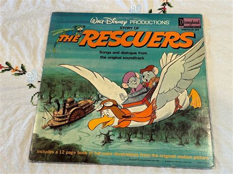 The Rescuers Disneyland 3816 Complete W Color Booklet 1977 Lp Tested