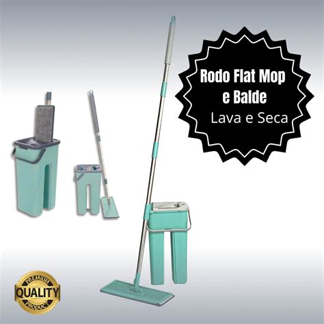 Kit Rodo Flat Mop E Balde Lava E Seca Profissional Refil Shopee