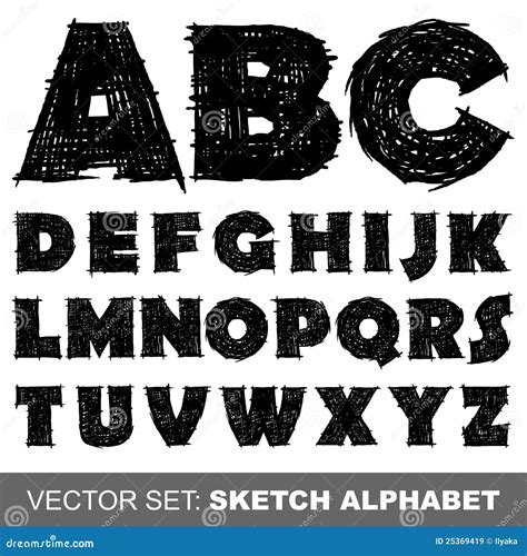 Vector Sketch Alphabet Stock Vector Illustration Of Extra