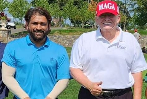 MS Dhoni Plays Golf With Ex US President Donald Trump VIRAL PICS