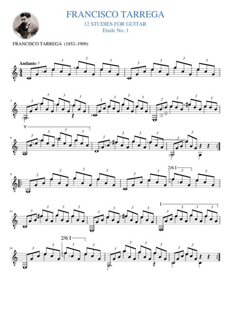 Franciscotarregaetudeno1 Sheet Music For Guitar Solo