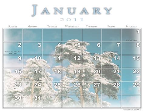 January 2011 Calendar Printable ~ The Legendary Gibson Les Paul