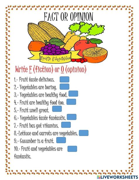 Fact Or Opinion Exercise For Grade 1 Live Worksheets Worksheets Library