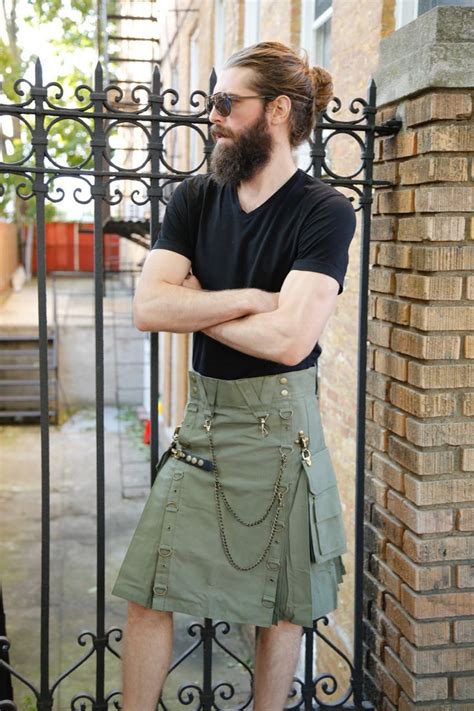 Modern Gothic Kilt With Silver Chains Kilt Men Wearing Skirts Kilts