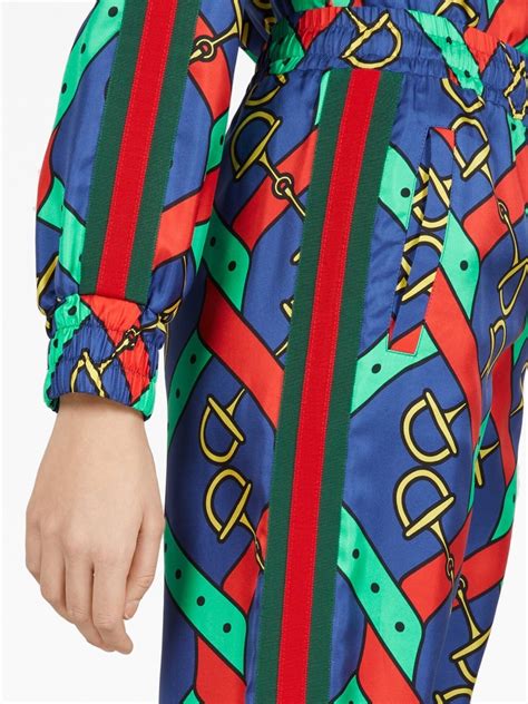 Gucci Graphic Print Silk Cropped Trousers Farfetch