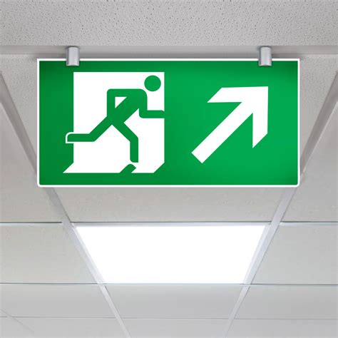 Fire Exit Sign Ceiling Suspended BS ISO 7010 Signbox