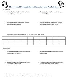 Theoretical Vs Experimental Probability By Anna Thomson Tpt