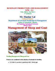 Breeding Management of Sheep and Goat | Pashudhan praharee